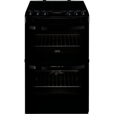 Zanussi ZCV48300BA 55cm Electric Ceramic Double Oven Cooker in Black